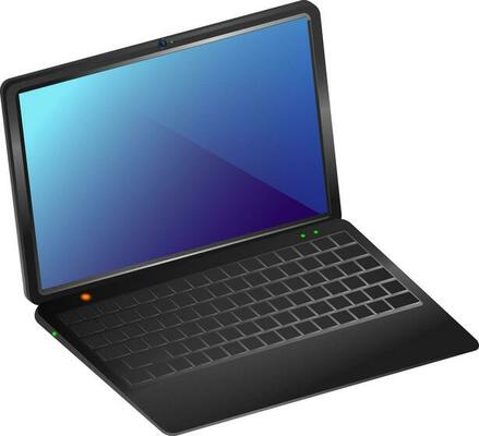 Isometric illustration of laptop on white background.