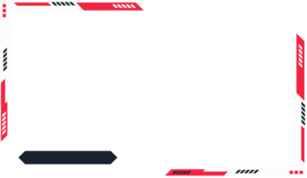 Gamer broadcast screen panel decoration with red and white colors. Futuristic gaming screen interface design for live gamers. Abstract streaming overlay and screen border template png. png