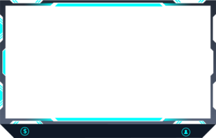 Live broadcasting screen panel design png with abstract shapes. Online gaming overlay and screen interface decoration with shiny blue color. Live streaming overlay design for gamers.