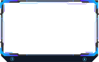 Live streaming screen panel decoration with blue and dark colors. Online gaming overlay with buttons. Abstract gaming overlay design with futuristic style and an offline screen. Digital gaming overlay png