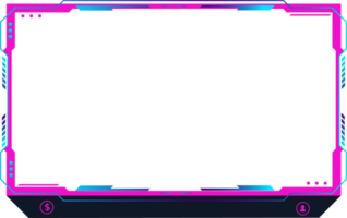 Live broadcast gaming overlay decoration with abstract shapes. Girly live streaming overlay design with buttons and screen panels. Live streaming overlay design with pink and dark colors. png