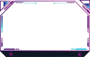 Digital online gaming overlay design with modern abstract shapes and dark screen panels. Futuristic streaming overlay png for broadcast screen panel. Live gaming frame design with digital buttons.