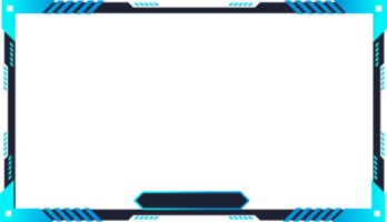 Futuristic live streaming overlay png with frosty blue color. Live gaming screen panel and broadcast frame design with abstract shapes. Streaming panel overlay template design for gamers.