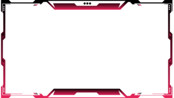 Futuristic gaming overlay png with creative shapes. Live streaming overlay design with red and white color shapes. Streaming overlay frame and screen interface decoration for online gamers.