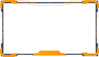 stilvolles Broadcast-Gaming-Overlay-Design mit abstrakten digitalen Formen. Gaming-Overlay und Dekoration der Bildschirmoberfläche für Online-Gamer. Live-Streaming-Overlay-Design mit gelben und dunklen Farben. png