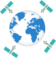 comunicación satélites volador orbital vuelo espacial alrededor el tierra. un espacio estación con solar paneles png