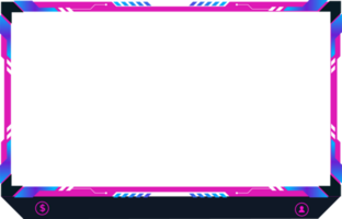 Girly screen overlay png with pink and dark colors. Gaming screen panel design with abstract shapes for the broadcast system. Digital streaming overlay panel with girly color light effects.