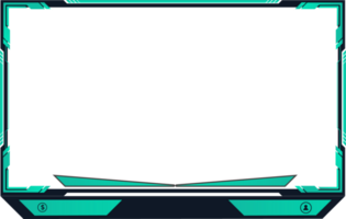 Futuristic gaming overlay png for screen panels with colorful buttons. Live streaming overlay decoration for online gamers. Green Live stream overlay design with offline screen section.