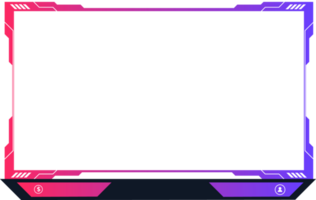 Digital screen interface and border design for online gamers. Abstract gaming overlay decoration with white, pink, and purple colors. Futuristic streaming overlay with buttons and an offline screen. png