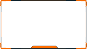 Broadcast-Gaming-Overlay-Design mit abstrakten digitalen Formen. stilvolles Gaming-Overlay und Dekoration der Bildschirmschnittstelle. Live-Streaming-Overlay-Design mit orangen und dunklen Farben für Online-Gamer. png