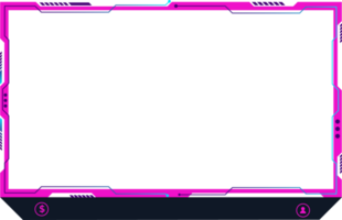 Girly gaming overlay decoration for online streamers. Modern game frame design with pink and dark colors. Futuristic live streaming overlay and broadcast screen panel png for girl gamers.