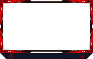 Futuristic red gaming overlay png with abstract shapes. Online gaming screen panel decoration with offline screen and buttons. Live streaming overlay screen interface template for online gamers.