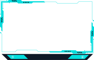 Online gaming overlay and screen interface decoration. Live broadcasting screen panel design png with abstract shapes. Online streaming overlay design for gamers with shiny blue color.