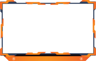 Gaming screen panel decoration with fire color and modern shapes. Metallic live streaming overlay decoration for online gamers. Streaming broadcast info layout png with buttons.