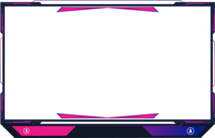 Online gaming screen panel and border design for gamers with colorful buttons. Live streaming overlay decoration with girly pink and blue color shade. Live broadcast elements png. png