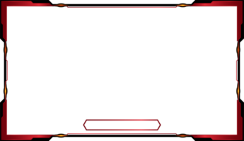 Futuristic gaming screen panel design with blood red color borders. Dark streaming overlay design with digital shapes for gamers. Live gaming broadcast frame png for online streamers.