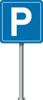 bleu parking signe. route et circulation panneau d'affichage. route panneaux. Autoroute direction panneaux. png