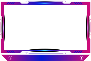 decoración de superposición de transmisión en vivo con un tono de color rosa y azul femenino. panel de pantalla de juegos en línea y diseño de borde para jugadores. elementos de transmisión en vivo png con botones coloridos.