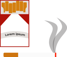 A pack of cigarettes flat design. Ignited cigarette with the smoke illustration. Smoking awareness with cigarette packet. png