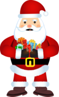 Santa Claus standing with a lot of gifts. Cute Santa Claus design. Christmas Santa Claus design png