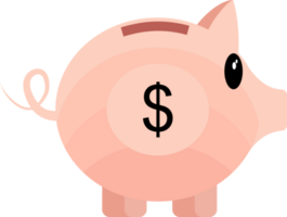 Speichern Geld in ein Schweinchen Bank Konzept. ein süß Schweinchen Bank auf ein Weiß Hintergrund. modern Geld Speichern Methode Illustration. png