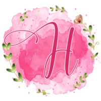 Pink watercolor alphabet set with floral and leaves round frame, includes font or letters and numbers. Beautiful elements for decorative purposes png