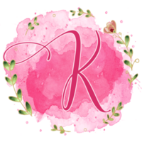 Rosa Aquarell Alphabet einstellen mit Blumen- und Blätter runden rahmen, beinhaltet Schriftart oder Briefe und Zahlen. schön Elemente zum dekorativ Zwecke png