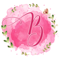 Pink watercolor alphabet set with floral and leaves round frame, includes font or letters and numbers. Beautiful elements for decorative purposes png