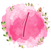 Pink watercolor alphabet set with floral and leaves round frame, includes font or letters and numbers. Beautiful elements for decorative purposes png