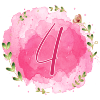 Pink watercolor alphabet set with floral and leaves round frame, includes font or letters and numbers. Beautiful elements for decorative purposes png