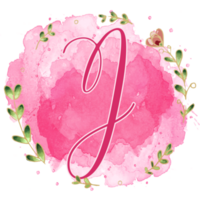 Pink watercolor alphabet set with floral and leaves round frame, includes font or letters and numbers. Beautiful elements for decorative purposes png