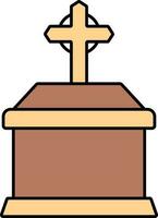 Coffin Icon In Brown And Orange Color. vector