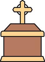 Coffin Icon In Brown And Orange Color. vector