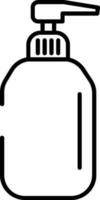 Dispenser Or Pump Bottle Icon In Black Line Art. vector