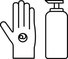 Vector Illustration Of Disinfect Hands Icon in Thin Line Art.