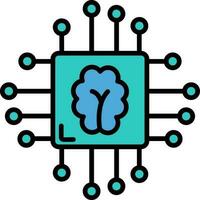 Artificial Intelligence Or Brain Chip Icon In Flat Style. vector