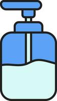 Pump Bottle Icon In Blue Color. vector