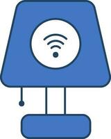 Smart Table Lamp Icon In Blue And White Color. vector