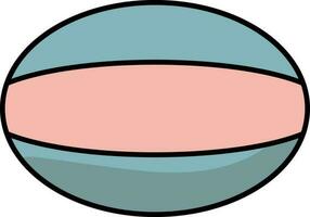 azul y rosado rugby pelota icono en blanco antecedentes. vector