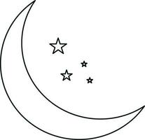 línea Arte medio Luna con estrellas en blanco antecedentes. vector