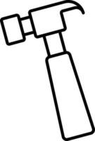 Hammer Icon In Black Line Art. vector