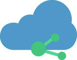 Cloud Share Icon In Blue And Green Color. vector