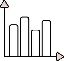 Pink And White Bar Graph Icon or Symbol. vector