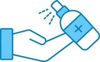 Hand Sanitizing From Spray Icon In Blue And White Color vector