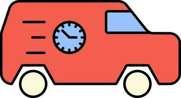 Delivery Time Flat Icon In Red And Blue Color. vector