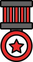 Isolated Star Medal Icon In Red And Grey Color. vector