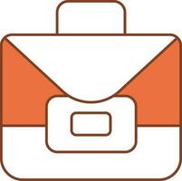 Briefcase Icon In Orange And White Color. vector