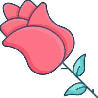 Illustration of Rose Flower Icon in Pink or Blue Color. vector