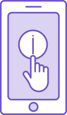 Smartphone With Information Icon In Purple And White Color.