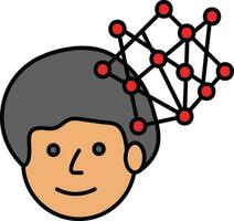 Flat Style Brain Connect Colorful Icon. vector